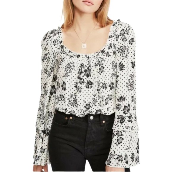 Free People Tops - Free People One On One White Floral Date Bodysuit